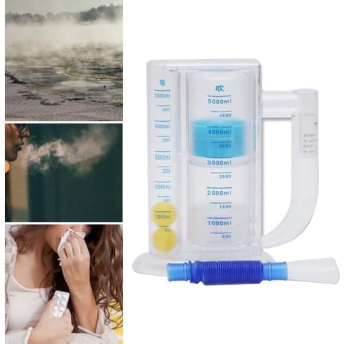 5000ml 3-Ball Capacity Lung Deep Breathing Trainer Exerciser with Handle