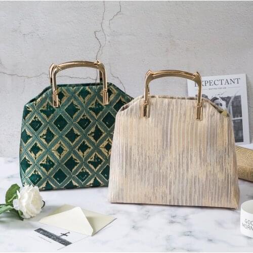 Angelatracy 2021 OL Fashion DIY Stripes Plaid Metal Top-Handle Bag Material Kit Zipper Set Women Totes Handbag