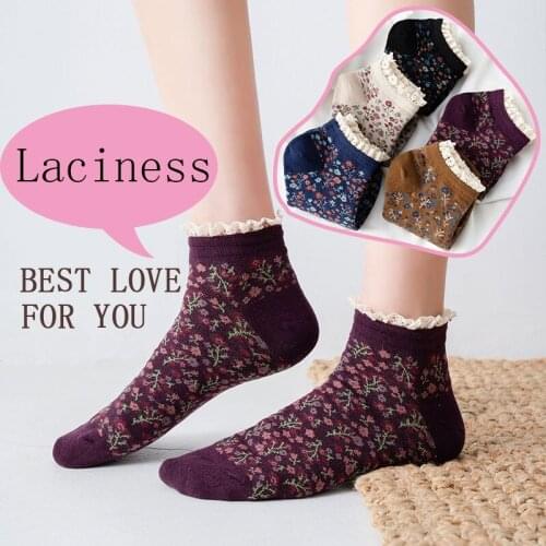 Women Fashion Cotton Three-dimensional Flower Socks Curled Knitted Colorful Female Short Heel Laciness Flowers Pattern Socks