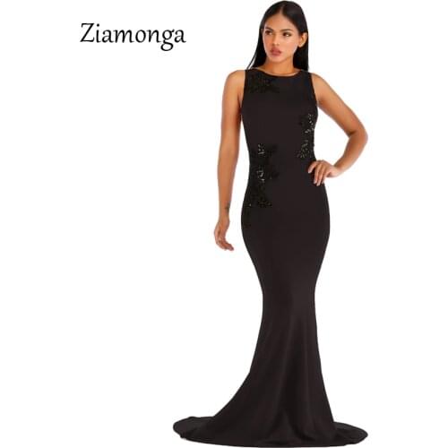 Ziamonga Womens Sleeveless Floral Lace Slim Formal Evening Gowns Wedding Party Bodycon Mermaid Fishtail Maxi Long Dress