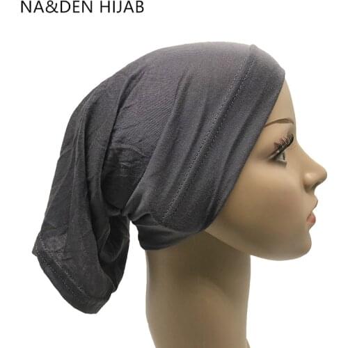 1PCS Muslim Headscarf Women Hijab Stretch Cap Islamic inner Caps Modal Under Scarf Bone Bonnet Neck Cover Muslim Scarf 28 colors