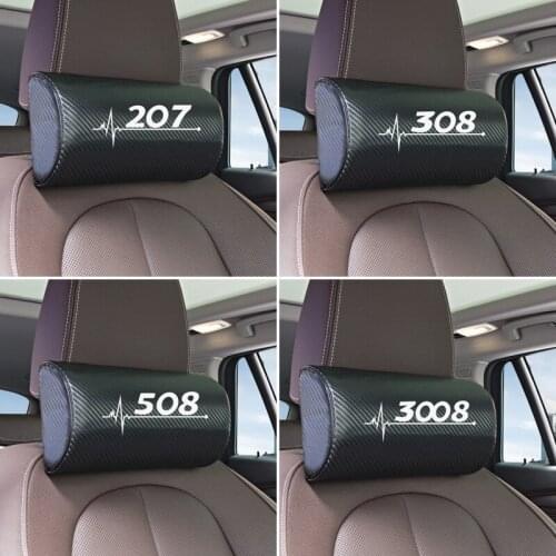 1pcs New Arrival car neck pillows both side pu leather single headrest for Peugeot 308 206 208 207 3008 307 2008 Car Accessories