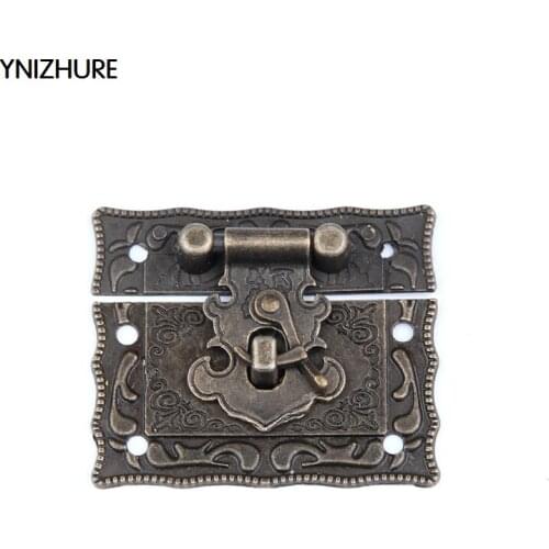 10 Sets Antique Brass Metal Hook Purse Hasp Lock Vintage Wooden Jewelry Box Latches Clasp Hasps Buckle 43*51mm Free Shipping