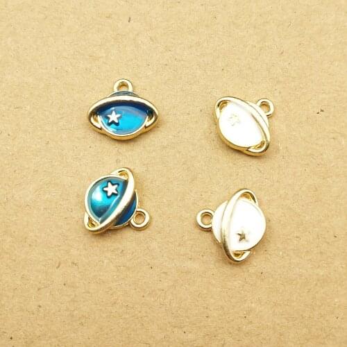 10pcs 12x13mm enamel saturn earth charms for jewelry making earring pendant bracelet and necklace charm