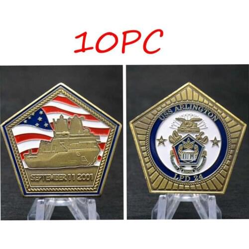 10PC USS Arlington LPD 24 September 11th 9/11Challenge Coin Commemorative
