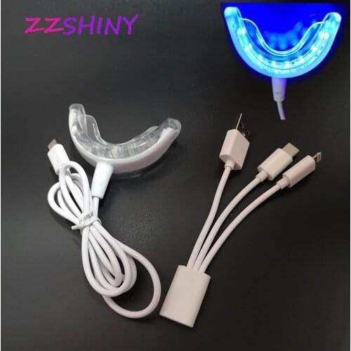 2 Pcs/Lot Portable Smart Cold Blue Light LED Tooth Whitener Device Dental Whitening Gel Kit Use For Teeth Bleach