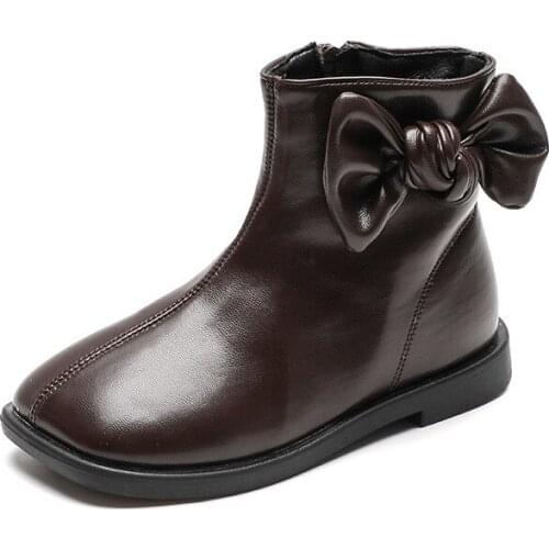 CNFSNJ 2019 Boys Girls Shoes Autumn Winter Kids Boots Children Rubber Boots For Boys Girls Fashion Martin Boots bow tie 26-36