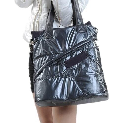 2019 Winter Women Space Cotton Handbags Ladies Casual Bag Down Fashion Shoulder Bag Tote Bolsas Sac A main Femme