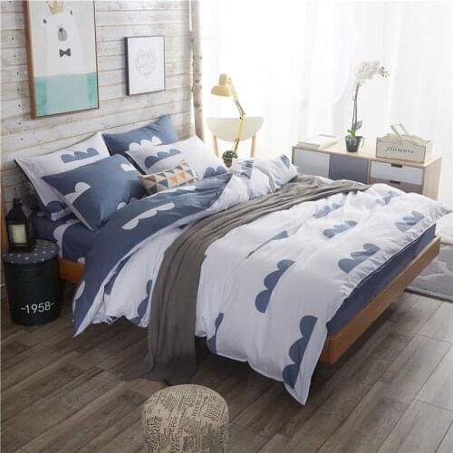 Twin full Queen King size Pure Cotton Grey Bedding sets Soft Bedclothes Geometric Bed sheet set Duvet cover Pillowcases 4Pcs