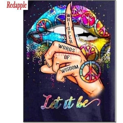 5D DIY Diamond Painting Kits for Adults,Round Full square Drill Resin Bead Diamond Colored lips, fingers,Whisper Words of Wisdom