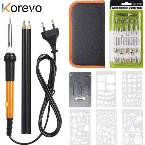 60W 220V Electric soldering iron Carving Pyrography Tool Wood Burning Embossing Soldering Pen set temperature adjustable