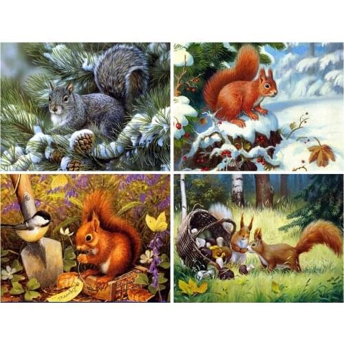 5D DIY Diamond Painting Animals Full Squirrel Diamond Embroidery Kit Full Drill Diamond Mosaic Cross Stitch Landscape Rhineston