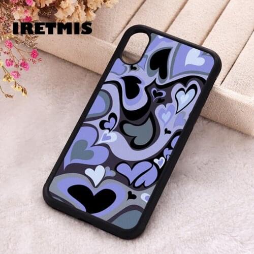 Iretmis 5 5S SE 2020 Phone Cover Case for iPhone 6 6S 7 8 Plus X Xs XR 11 12 Mini Pro Max Silicone Purple Heart Swirl Pattern