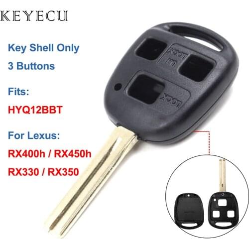 Keyecu 10 Pieces Remote Car Key Shell Case Housing with 3 Buttons for Lexus RX330 RX350 RX400h RX450h - HYQ12BBT