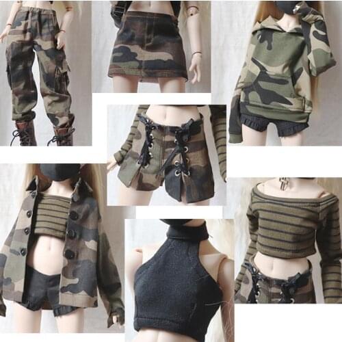 D03-P371 children toy BJD DD SD MSD 1/4 1/3 uncle dolls clothes shorts Camouflage sweater tube top 1pcs