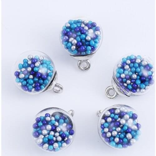 DoreenBeads DIY Findings Pendant Glass Charm Transparent Glass Multicolor Blue Beads Component 21mm( 7/8") x 16mm( 5/8"), 20 PCs