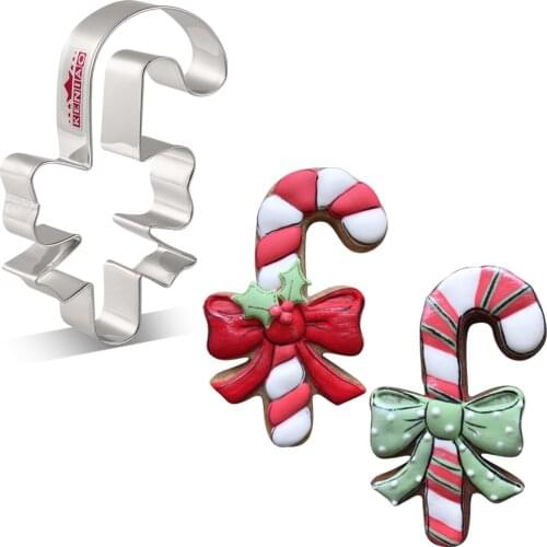 KENIAO Crutch Cookie Cutter For Christmas Party - 7.1 x 11 CM - Biscuit Fondant Bread Cutter - Stainless Steel