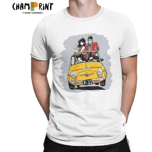 Lupin III Family Monkey Punch T Shirts Mens 100% Cotton Fun T-Shirts Crew Neck Tee Shirt Short Sleeve Clothes 4XL 5XL 6XL