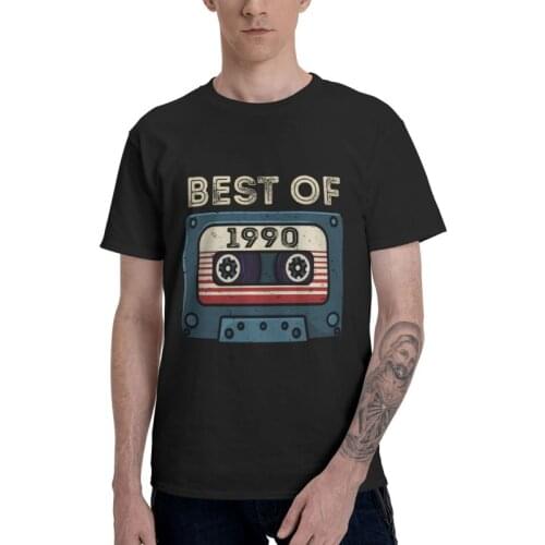 Male Vintage Best Of 1990 Cassette T-Shirt Funny 31th Years Old Birthday Tshirt Short Sleeve Hip Hop T Shirt 100% Cotton Tee