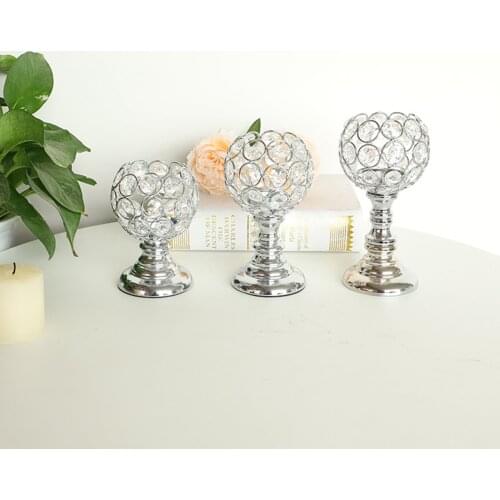 Crystal Candle Holders, Silver Golden Candlesticks Table Centerpieces for Dining Room Buffet Cabinet Home Wedding Decoration