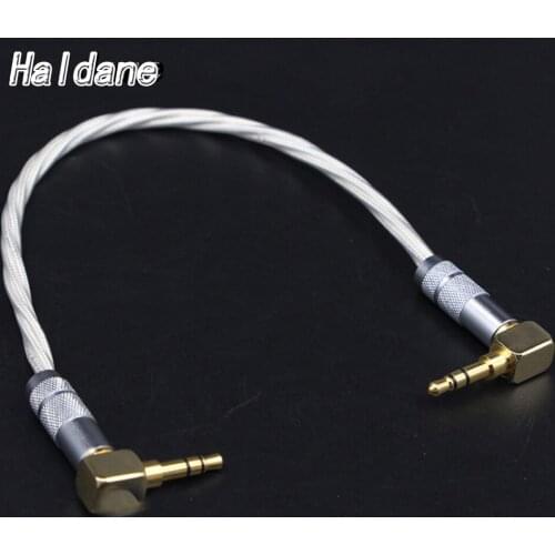Haldane HIFI 3.5mm Male to Male Stereo AUX Cable 3.5 Right Angle Jack to Jack Adapter for Headphone Amplifier Audio Cable