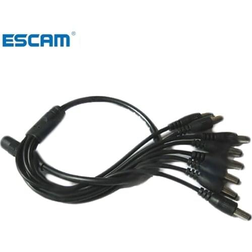 ESCAM Power Supply Cable DC 1 to 8 Power Splitter Adapter Cable for Security CCTV Camera