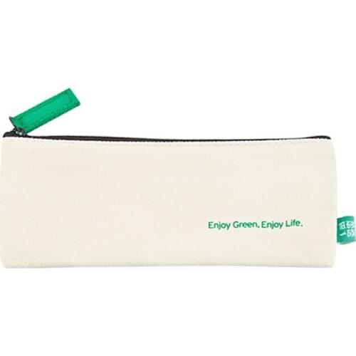 KINBOR Pure Color Cotton Cloth Pencil Bag High-capacity Student Pencil Case 1PCS