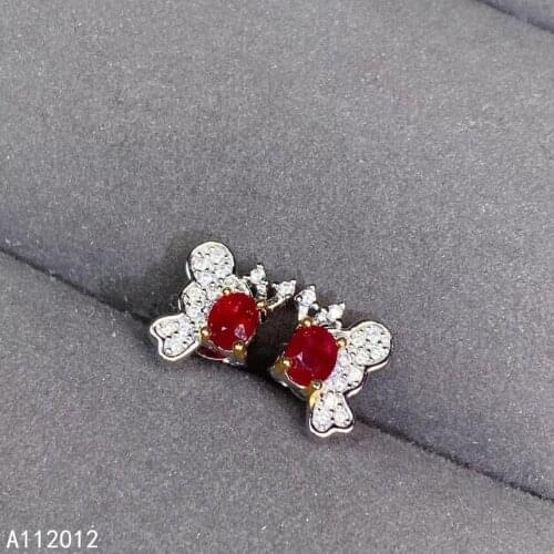 KJJEAXCMY fine jewelry natural ruby 925 sterling silver noble girl earrings new Ear Studs support test hot selling