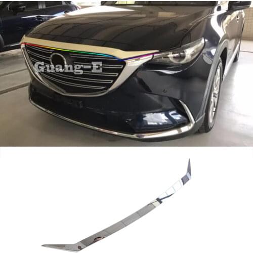 For Mazda CX-9 CX9 2017 2018 2019 2020 Car Garnish Cover ABS Chrome Front Engine Machine Grille Upper Hood Lid Trim Lamp 1pcs