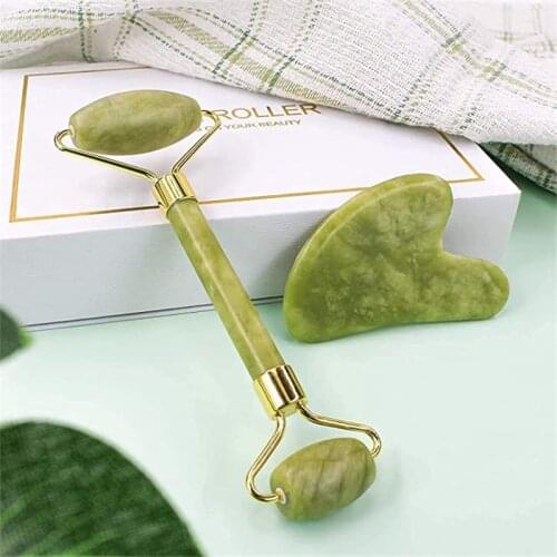 Quartz Jade Roller Massage Spa Natural Handmade Gua Sha Set Stone Facial Beauty Device Jade Stone Face Skin Care Tools For Woman