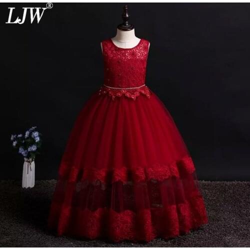 Summer party dress for Teen Costume Girls Dress Baby Girls clothes Kids Beading Lace Wedding Dresses Princess elegant Prom Dress