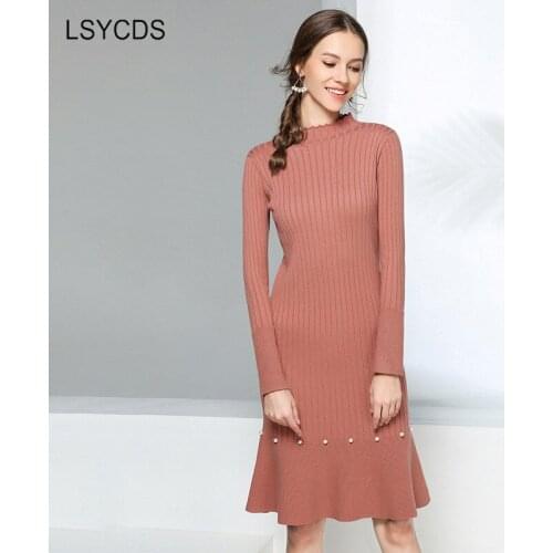 Модные трикотажные платья LSYCDS China At AliExpress