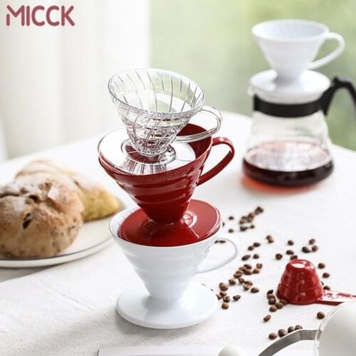 MICCK Ceramic Reusable Coffee Drip Filter Cup Heat Resistant V60 Style Coffee Dripper 2/4Cups Separate Stand For Coffee Pot