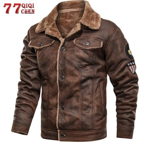 New Mens Fur Jacket Coats Faux PU Leather Suede Chamois Jackets Male Wnter fleece warm Casual Loose Fur Outwear chaqueta hombre