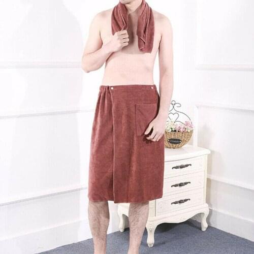 3 Colors Men SPA Bath Shower Wrap Towel Blanket Swimming Beach Dry Quick Towel with Pocket Cover-Ups