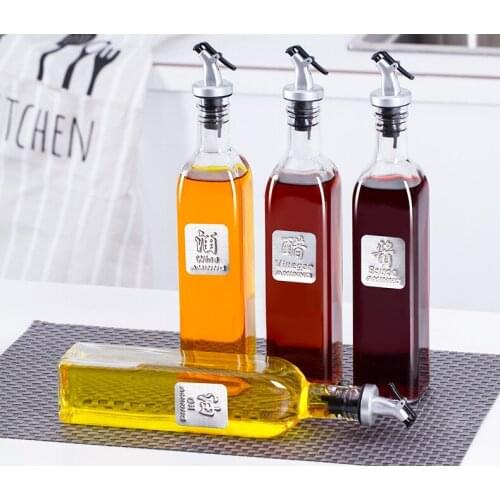 Kitchen Supplies 500ml Glass Oil Kettle Leakproof Oil Bottle Soy Sauce Bottle Set Seasoning Bottle Oil Tank Seasoning Box