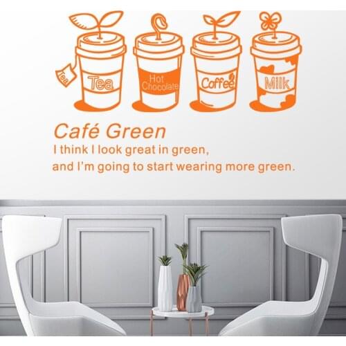 Coffee Shop Sticker Bean Milk tea Decal Cafe Cup Vinyl Art Wall Decals Decor Mural Decoration Break Coffee Glass Decals C1002