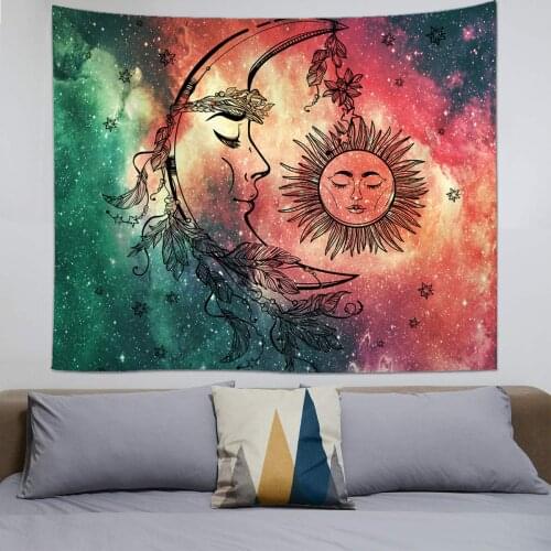 Celestial Moon Sun Wall Tapestry, Hippie Wall Art Decoration for Bedroom Living Room Dorm
