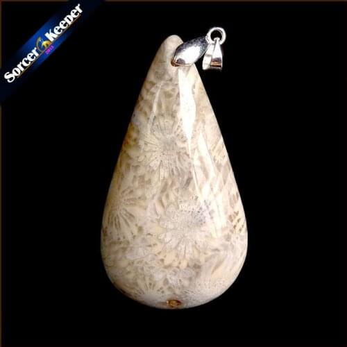 Natural Chrysanthemum Coral Fossil Stone Beads Pendants Necklaces Wholesale Bijoux Necklace For Mens Jewelry Specimen US060