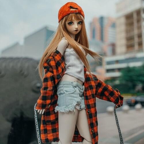 Bybrana BJD Doll Clothes Denim Shorts Shredded Pants Black Canvas Blue