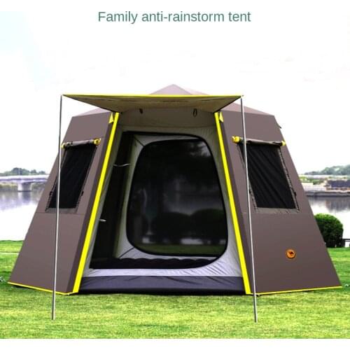 Outdoor automatic tent 5-8 people camping 3-4 people rainproof thickened hexagonal aluminum pole outdoor camping double camping