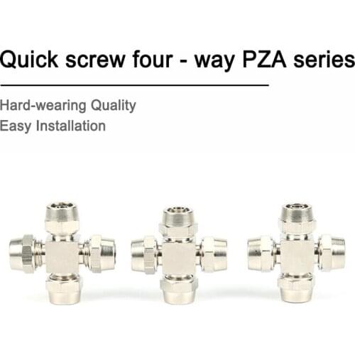 1 pc Air pipe pneumatic quick-screw copper joint cross four-way PZA4 6 8 10 12 14 16MM Fitting Gas Hose One Touch Push Into