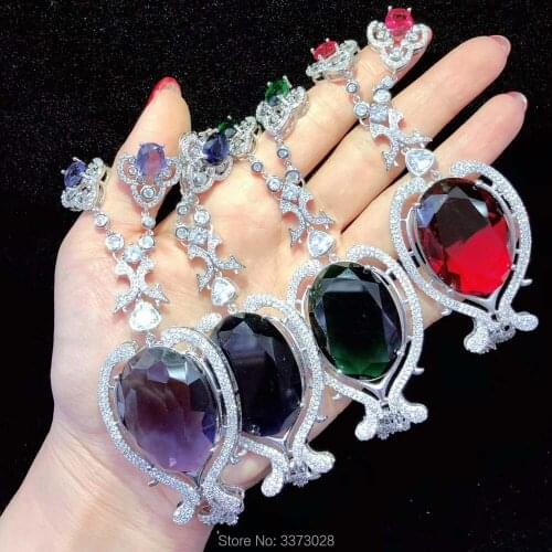 38x70mm Golden Plated Cubic Zircon Micro Pave Heart Pendant