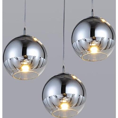 Glass Mirror Ball Pendant Light,Copper Silver gold Electroplate glass Hanging Lamp Lighting Fixture for Dining Room