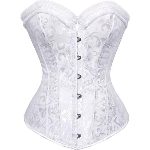 Sexy Women Lace Up Corset Bustier Top Corselet Steel Boned Waist Trainer Body Shaping And Slimming Clothing Plus Size Overbust