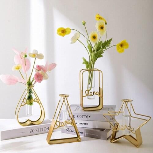 Nordic living room wrought iron glass vase desktop flower arrangement hydroponics household simple decorative ornaments