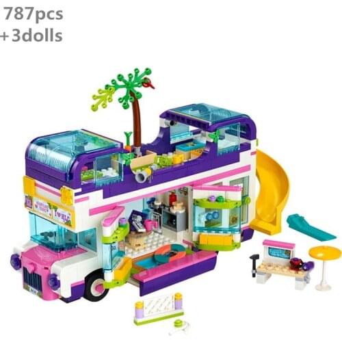 2021 NEW Friends Friendship Bus Building Blocks Creative Classic Model Adventure Journey Vehicle Kit Bricks Children Toys Gifts