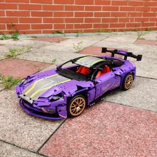 Technical The Purple ONE 77 Night Elves Super Speed Sports Racing Car Model Building Blocks MOC Vehicle Bricks Set Toys For Boy
