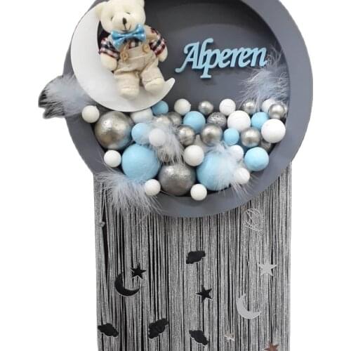 Home Decor Door Ornament Wood Mirror Kids Room Personalized Quality Decorative Stylish Artificial Dried Real Flower Kombinli