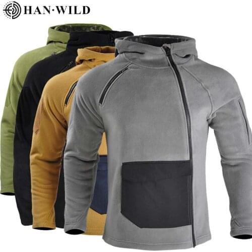 HAN WILD Outdoor Hiking Jacket Men Tactical Army Military Clothing Fleece Mens Jackets Coat Warm Militar Hunting Clothes 2021